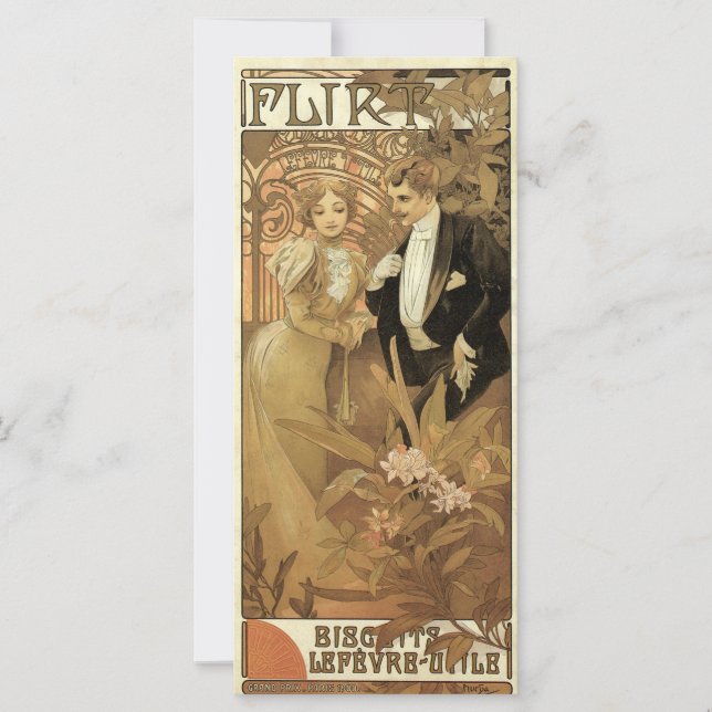 Vintage Art Nouveau Flirt Biscuits, Alphonse Mucha (Front)