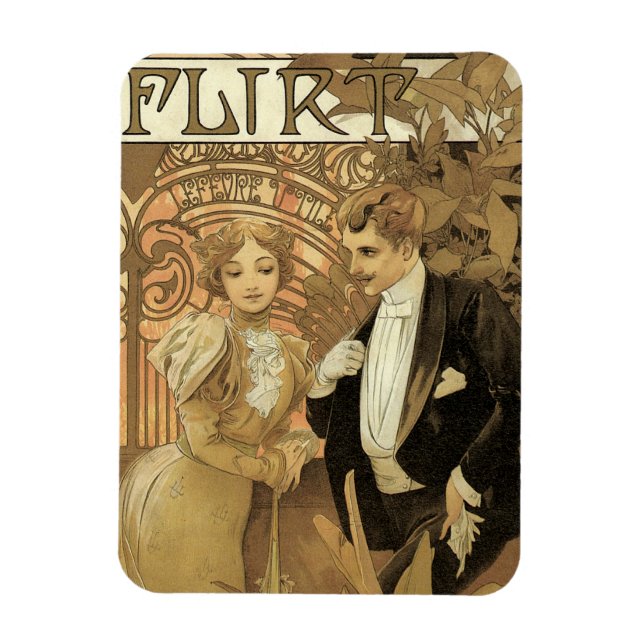 Vintage Art Nouveau Flirt Biscuits, Alphonse Mucha Magnet (Vertical)