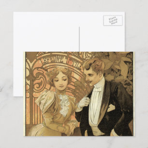 Vintage Art Nouveau Flirt Biscuits, Alphonse Mucha Postcard