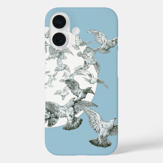 Vintage Art Nouveau Flock of Birds with Full Moon Case-Mate iPhone Case (Back)