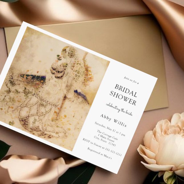 Vintage Art Nouveau Floral Bridal Shower Invitation (Creator Uploaded)