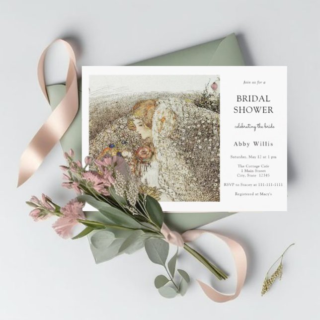 Vintage Art Nouveau Floral Bridal Shower Invitation (Creator Uploaded)