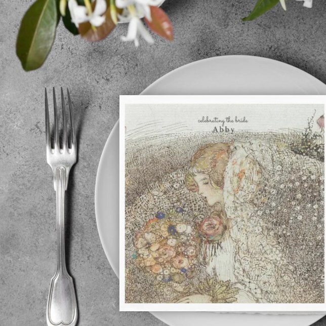 Vintage Art Nouveau Floral Bridal Shower Napkins (Creator Uploaded)