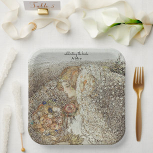 Vintage Art Nouveau Floral Bridal Shower Paper Plates