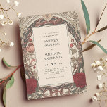 Vintage Art Nouveau Floral Burgundy Wedding Invitation<br><div class="desc">Surprise your friends & family with this cool invitation featuring antique art and custom text. Easily add your details by clicking on the "personalize this template" option.</div>