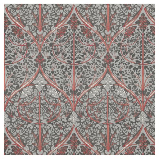 Vintage Art Nouveau Floral Foliage Pattern Fabric