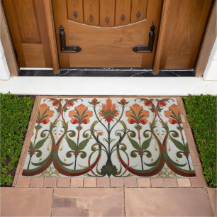 Vintage Art Nouveau Floral Frieze Doormat