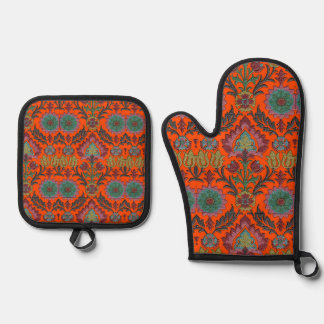 Vintage: Art Nouveau Floral Garden Oven Mitt & Pot Holder Set