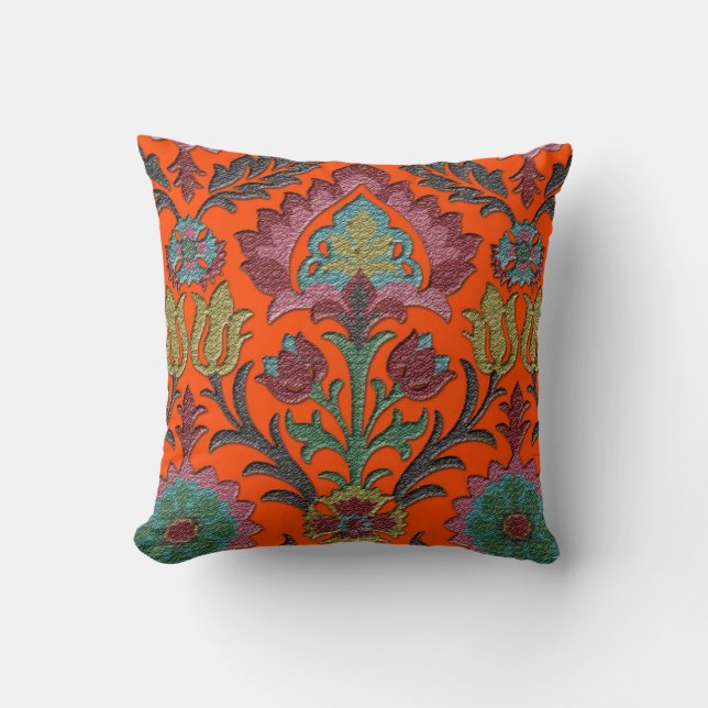Vintage: Art Nouveau Floral Garden Throw Pillow (Front)