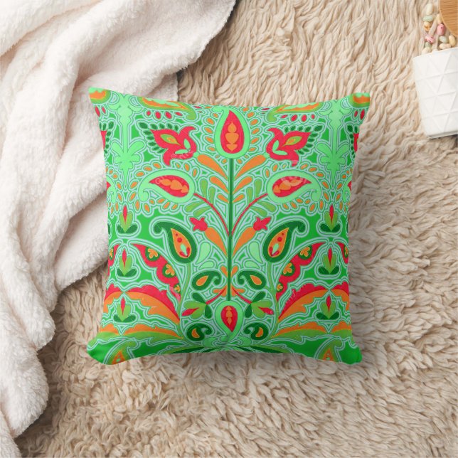 Vintage: Art Nouveau Floral Garden Throw Pillow (Blanket)