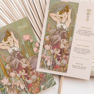 Vintage Art Nouveau Floral Goddess Menu Card