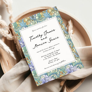 Vintage Art Nouveau Floral Handwritten Wedding Invitation
