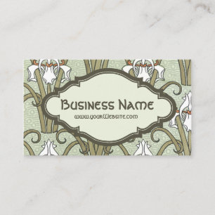 Vintage Art Nouveau Floral Irises Flower Pattern Business Card