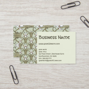 Vintage Art Nouveau Floral Irises Flower Pattern Business Card