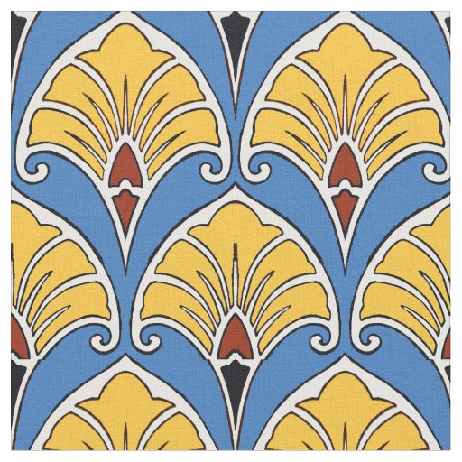 Vintage Art Nouveau Floral Pattern Fabric