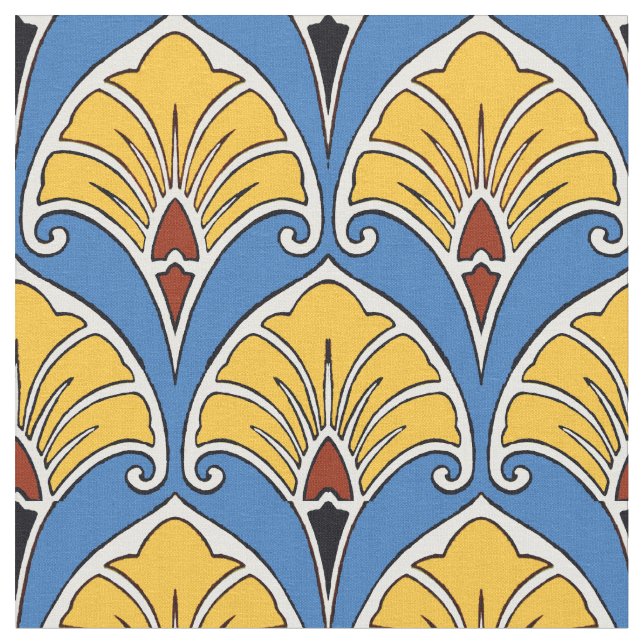 Vintage Art Nouveau Floral Pattern Fabric (Close Up)