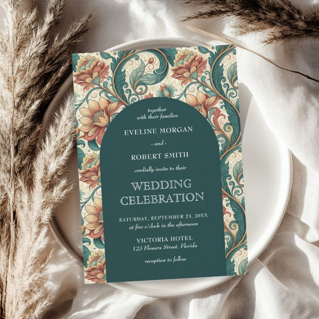 Vintage Art Nouveau floral pattern wedding Invitation (Vintage Art Nouveau floral pattern wedding Invitation)