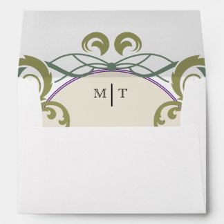 Vintage Art Nouveau Floral Photo Initials Wedding Envelope