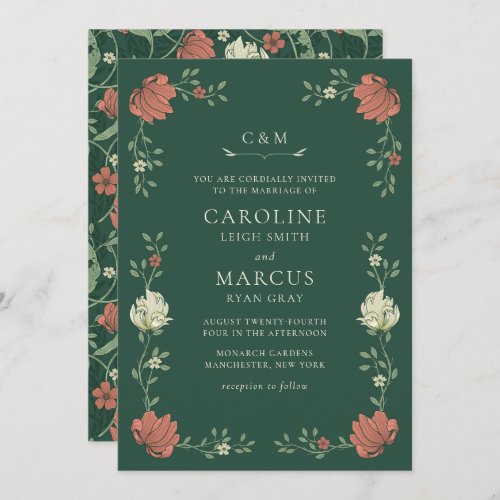 Vintage Art Nouveau Floral Wedding Invitation