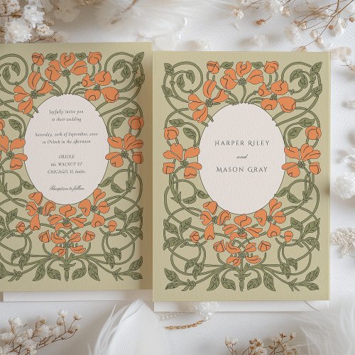Vintage Art Nouveau Floral Wedding Invitation