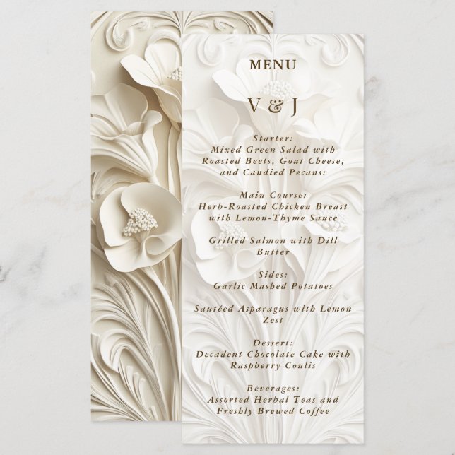 Vintage Art Nouveau Floral Wedding Menu (Front/Back)