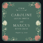 Vintage Art Nouveau Floral Wedding Square Sticker<br><div class="desc">This gorgeous invitation suite features classic florals with a vintage look.</div>