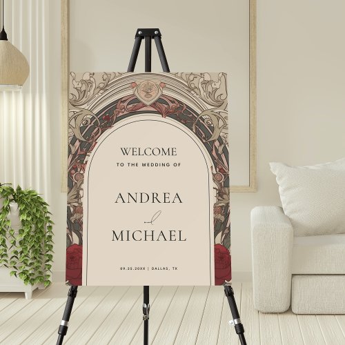 Vintage Art Nouveau Floral Welcome Wedding Sign