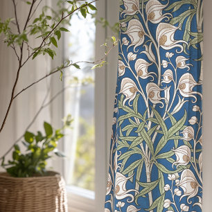 Vintage Art Nouveau Floral White Lily Pattern Sheer Curtains