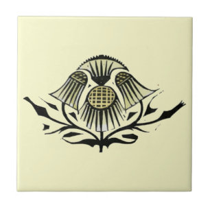 Vintage Art Nouveau Flowers Ceramic Tile