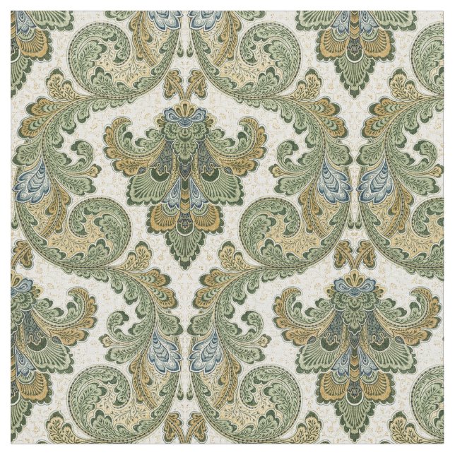 Vintage Art Nouveau Foliage Pattern Fabric (Close Up)