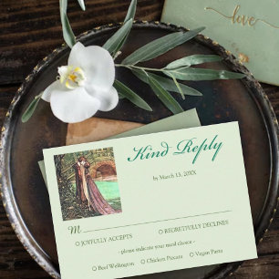 Vintage Art Nouveau Forest Wedding Meal Options RSVP Card