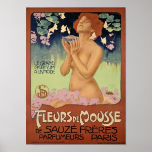 Vintage Art-Nouveau France Paris Perfume Ad Poster