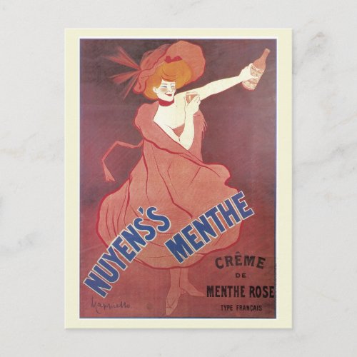 Vintage art nouveau French liquor ad Postcard