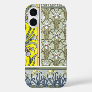 Vintage Art Nouveau, Garden Iris Flowers iPhone 16 Case