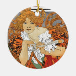 Vintage Art Nouveau Girl Ceramic Ornament at Zazzle