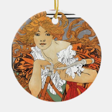 Vintage Art Nouveau Girl Ceramic Ornament