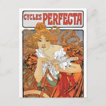 Vintage Art Nouveau Girl Cyclist Postcard by randysgrandma at Zazzle