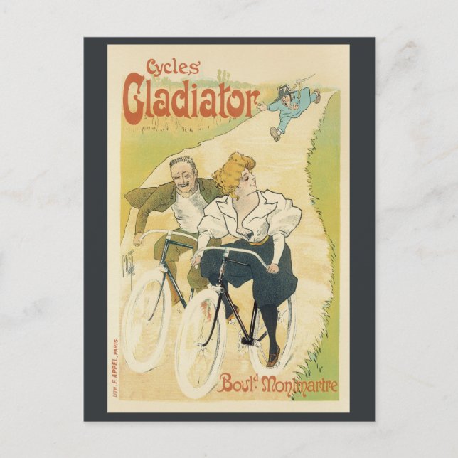 Vintage Art Nouveau, Gladiator Cycles Bicycles  Postcard (Front)
