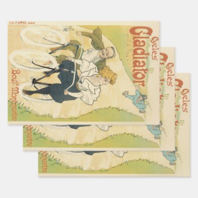 Vintage Art Nouveau, Gladiator Cycles Bicycles  Wrapping Paper Sheets