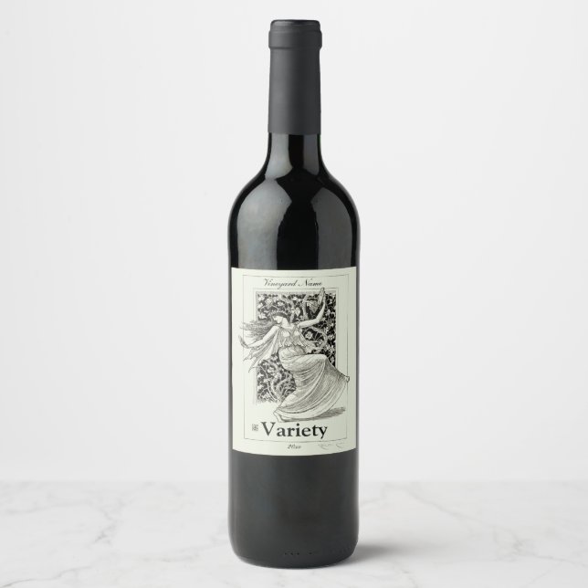 Vintage Art Nouveau Grape Vine Woman by Walt Crane Wine Label Zazzle