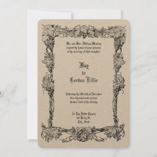 Vintage Art Nouveau Grapevine Border Wedding Invitation
