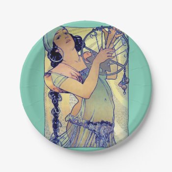 Vintage Art Nouveau Gypsy Music Dance Mucha Paper Plates by EDDESIGNS at Zazzle