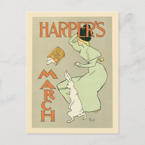 Vintage art nouveau Harpers magazine March Postcard