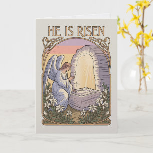 Vintage Art Nouveau He Is Risen Bulk Church Easter Card