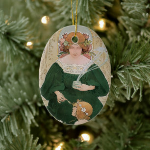 Vintage Art Nouveau Helm Cacao by Privat Livemont Ceramic Ornament