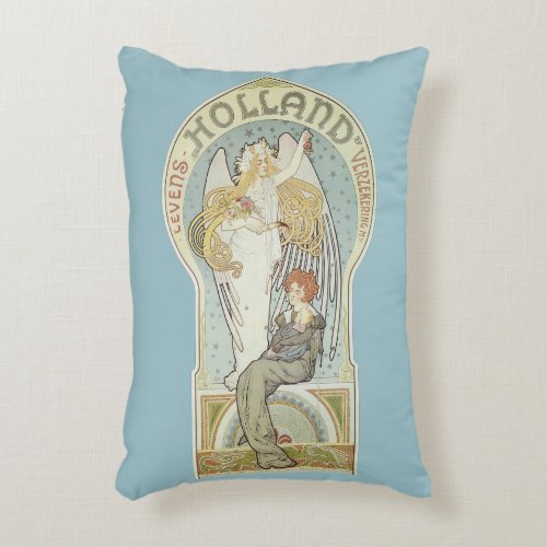 Vintage Art Nouveau Holland Levens Verzekering Accent Pillow