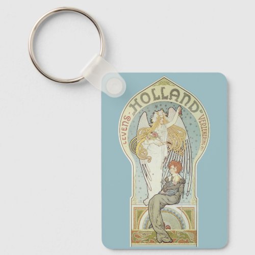 Vintage Art Nouveau Holland Levens Verzekering Keychain