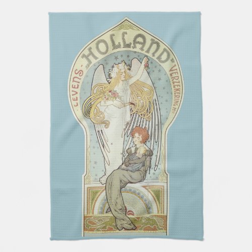 Vintage Art Nouveau Holland Levens Verzekering Kitchen Towel