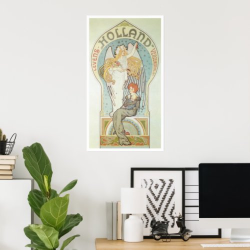 Vintage Art Nouveau Holland Levens Verzekering Poster