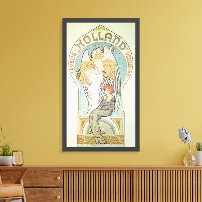 Vintage Art Nouveau, Holland Levensverzekering Canvas Print (Insitu(LivingRoom))